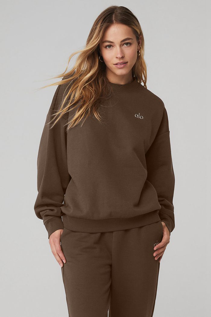 Alo Yoga Accolade Crew Neck Sweatshirt Dam Svarta | 7841325-ET