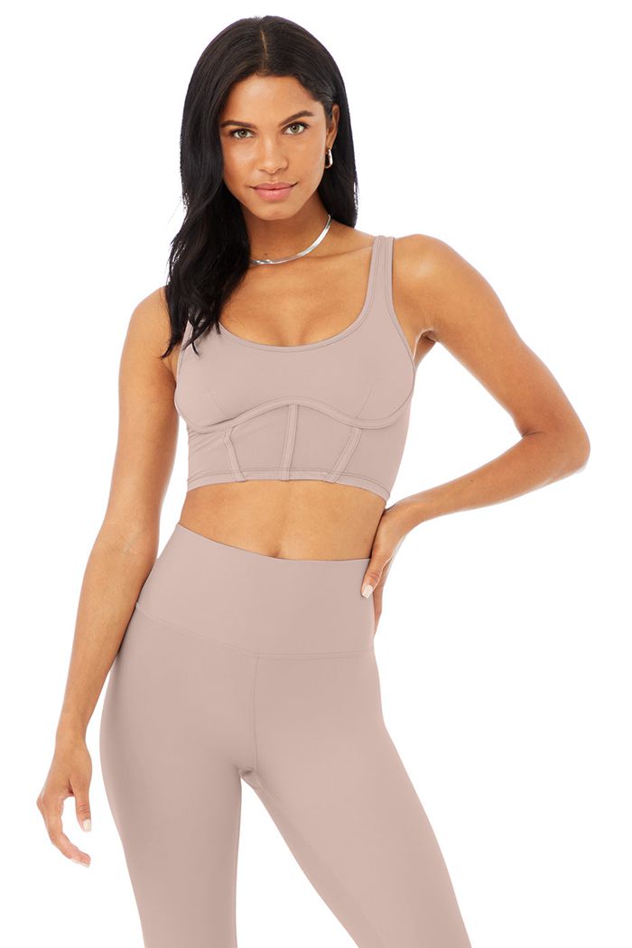 Alo Yoga Airbrush Mesh Corset Tank Tops Dam Rosa | 5169240-TC