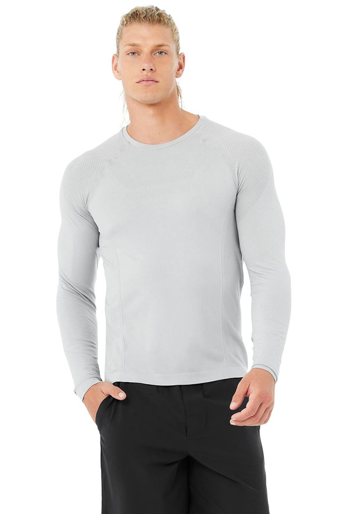 Alo Yoga Amplify Seamless Long Sleeve Herr Grå | 3679210-WJ