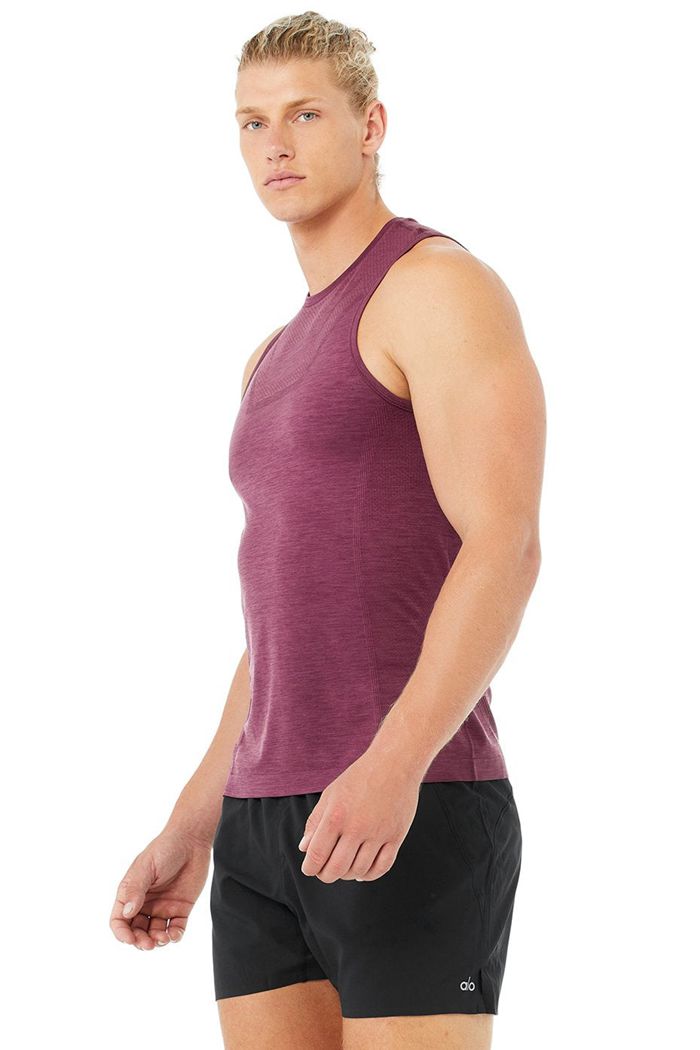 Alo Yoga Amplify Seamless Muscle Tank Tops Herr Röda | 7346910-HD