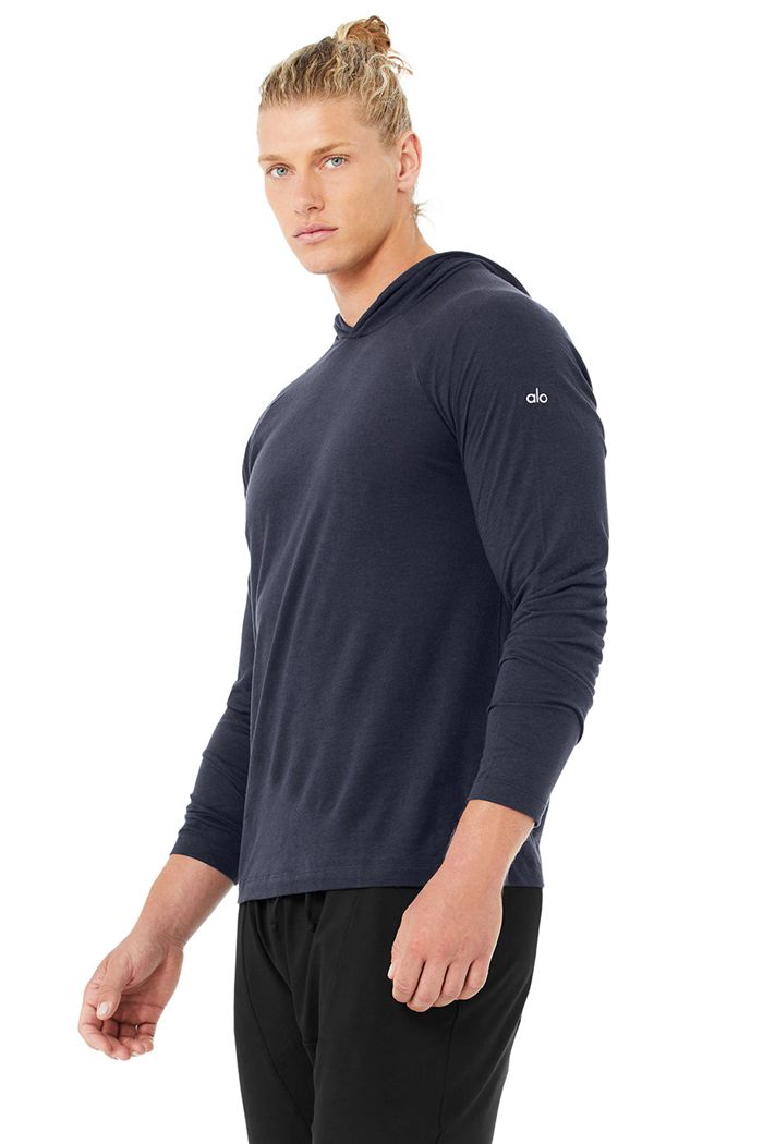 Alo Yoga Core Hooded Runner Hoodie Herr Svarta | 6145270-KJ