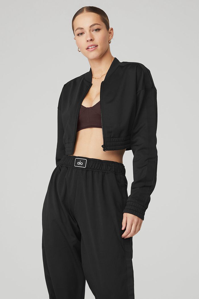 Alo Yoga Cropped Prizewinner Jacka Dam Svarta | 3256417-UZ