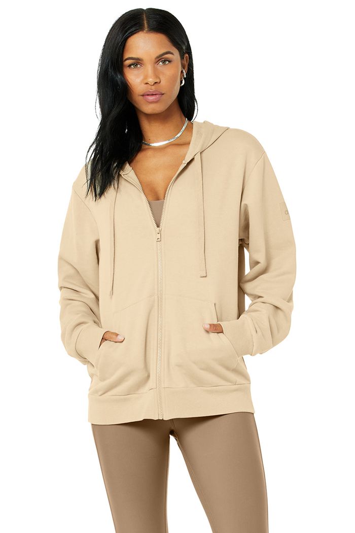 Alo Yoga Everyday Full Zip Hoodie Dam Bruna | 3061587-AG