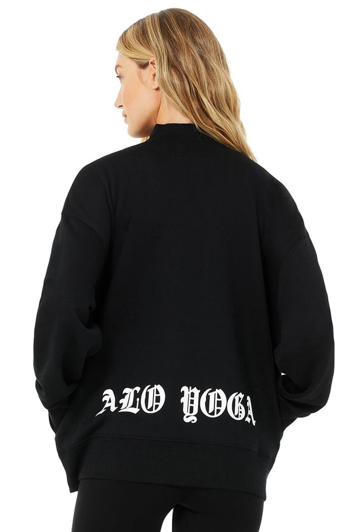 Alo Yoga Graphic Refresh Sweatshirt Dam Svarta Vita | 1287430-PA