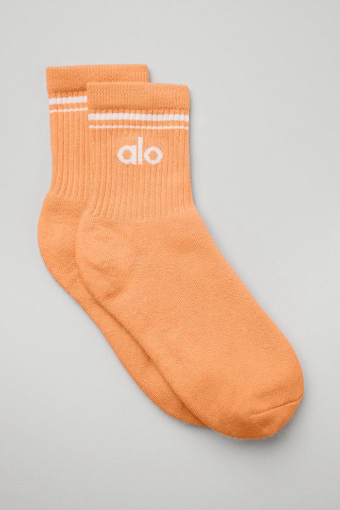 Alo Yoga Half-Crew Throwback Strumpor Dam Vita | 9280471-CF