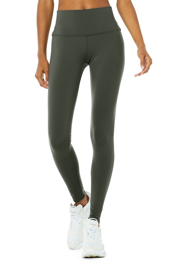 Alo Yoga High-Midja Airbrush Leggings Dam Mörkgröna | 9261340-WR