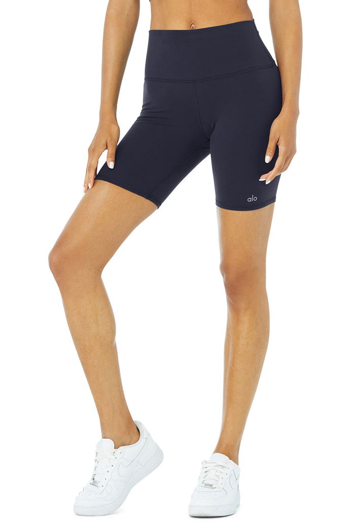 Alo Yoga High-Midja Biker Short Dam Svarta | 0497218-JK