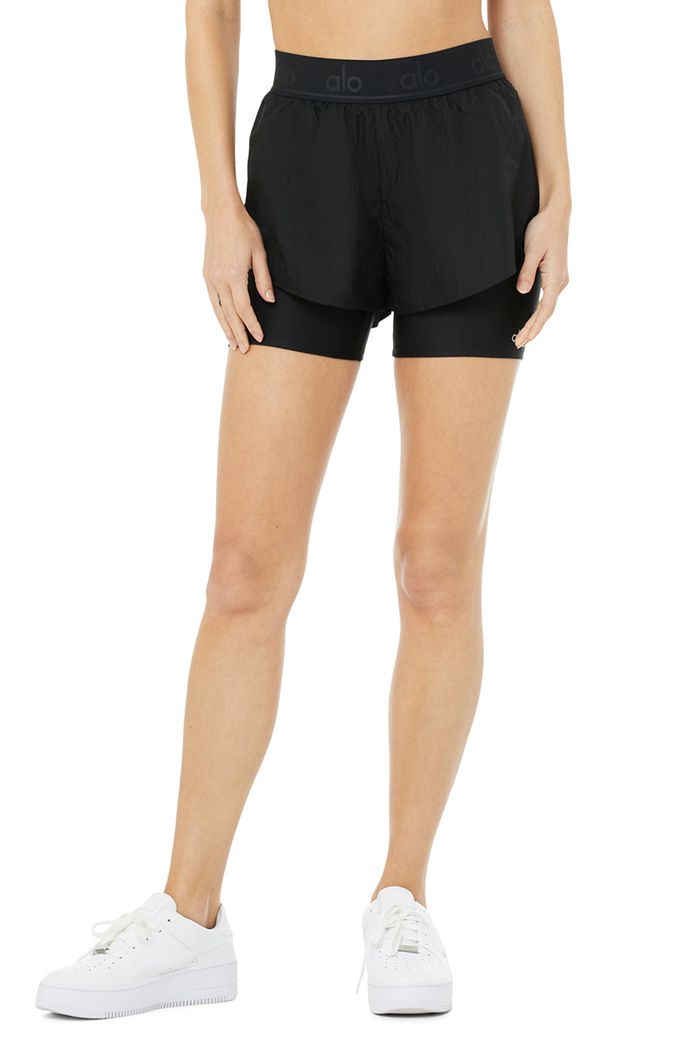 Alo Yoga High-Midja Catch The Light Short Dam Svarta | 1354276-IW