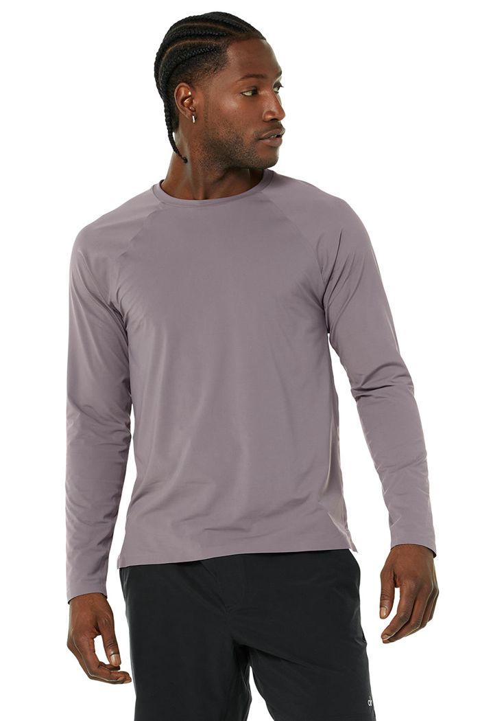 Alo Yoga Idol Performance Tee Long Sleeve Herr Lila | 8761420-QU