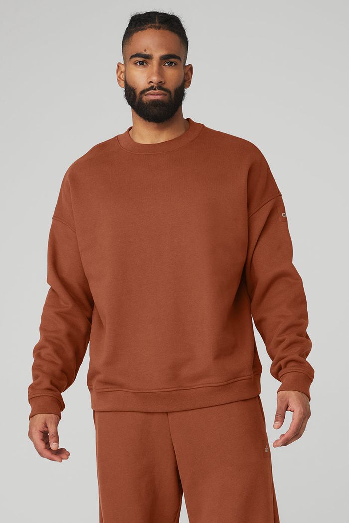 Alo Yoga Renown Heavy Weight Crew Neck Sweatshirt Herr Röda | 5790623-OZ