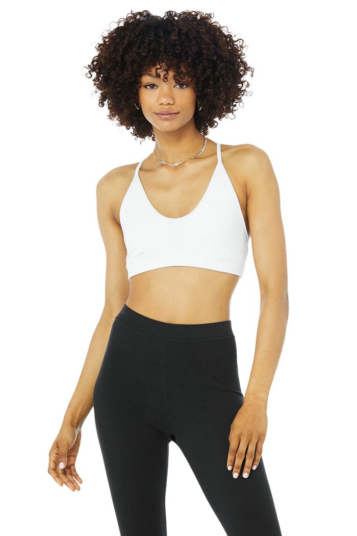 Alo Yoga Ribbed Blissful BH Dam Vita | 5478926-IC