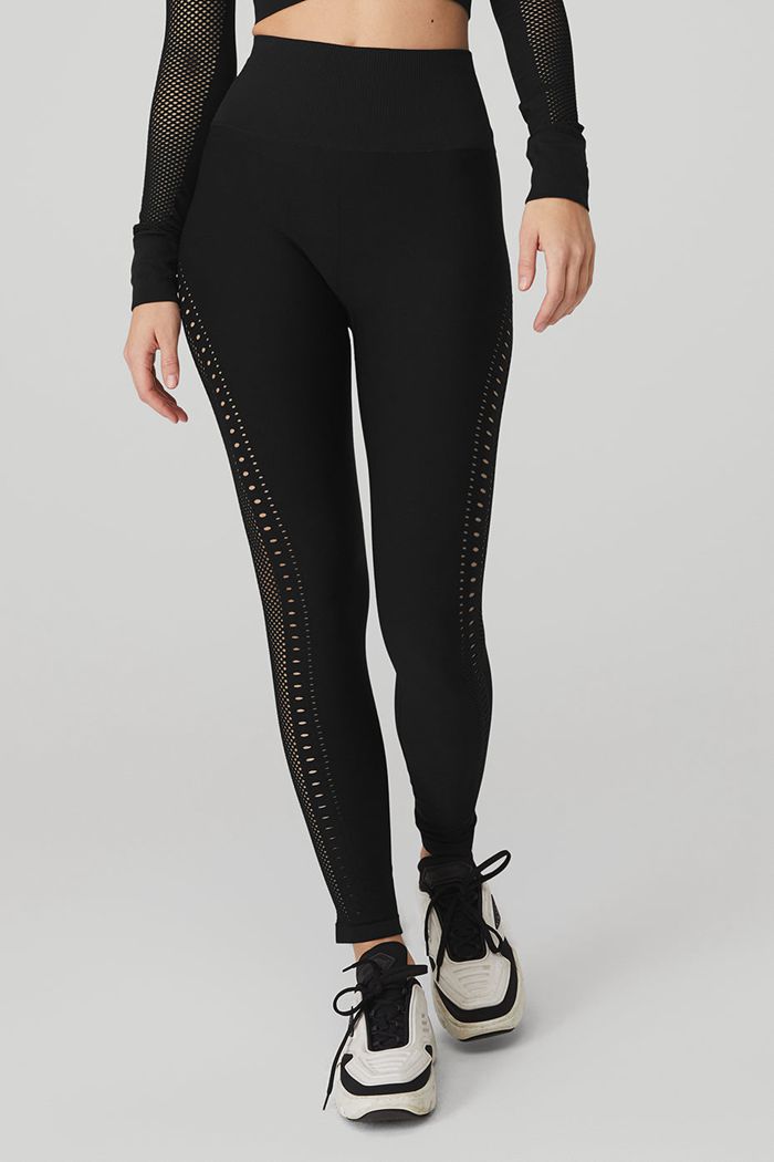 Alo Yoga Seamless High-Midja 7/8 Open Air Leggings Dam Svarta | 6402819-VB