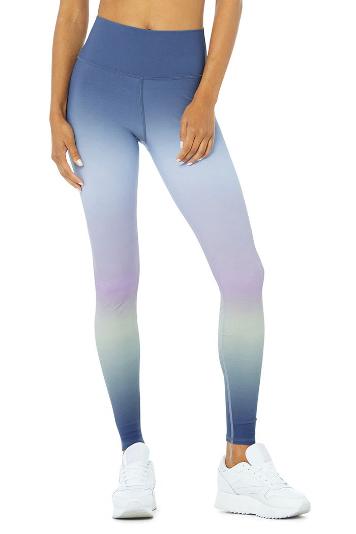 Alo Yoga Vapor High-Midja Gradient Dusk Leggings Dam Blå | 3591240-KJ