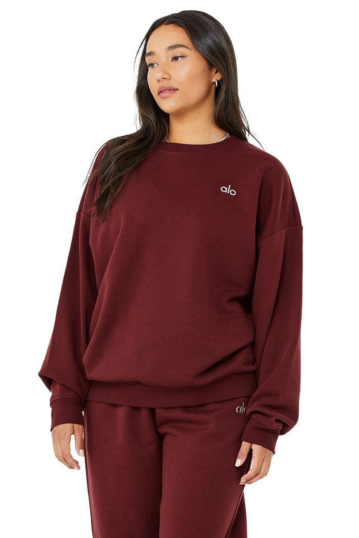 Alo Yoga Accolade Crew Neck Sweatshirt Dam Röda | 7360948-PW