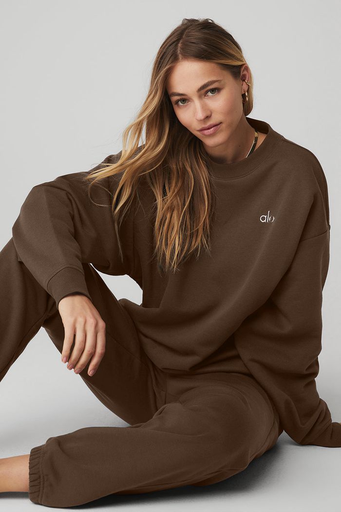 Alo Yoga Accolade Crew Neck Sweatshirt Dam Svarta | 7841325-ET