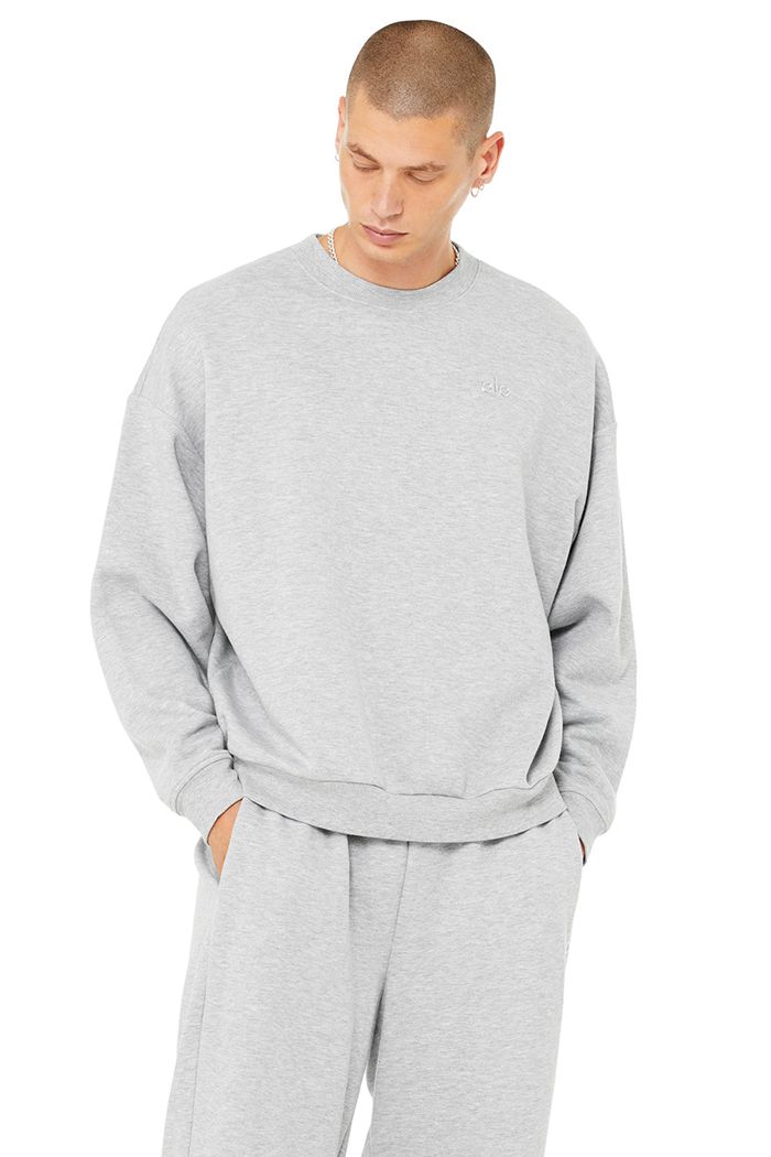 Alo Yoga Accolade Crew Neck Sweatshirt Herr Grå | 7415069-SR