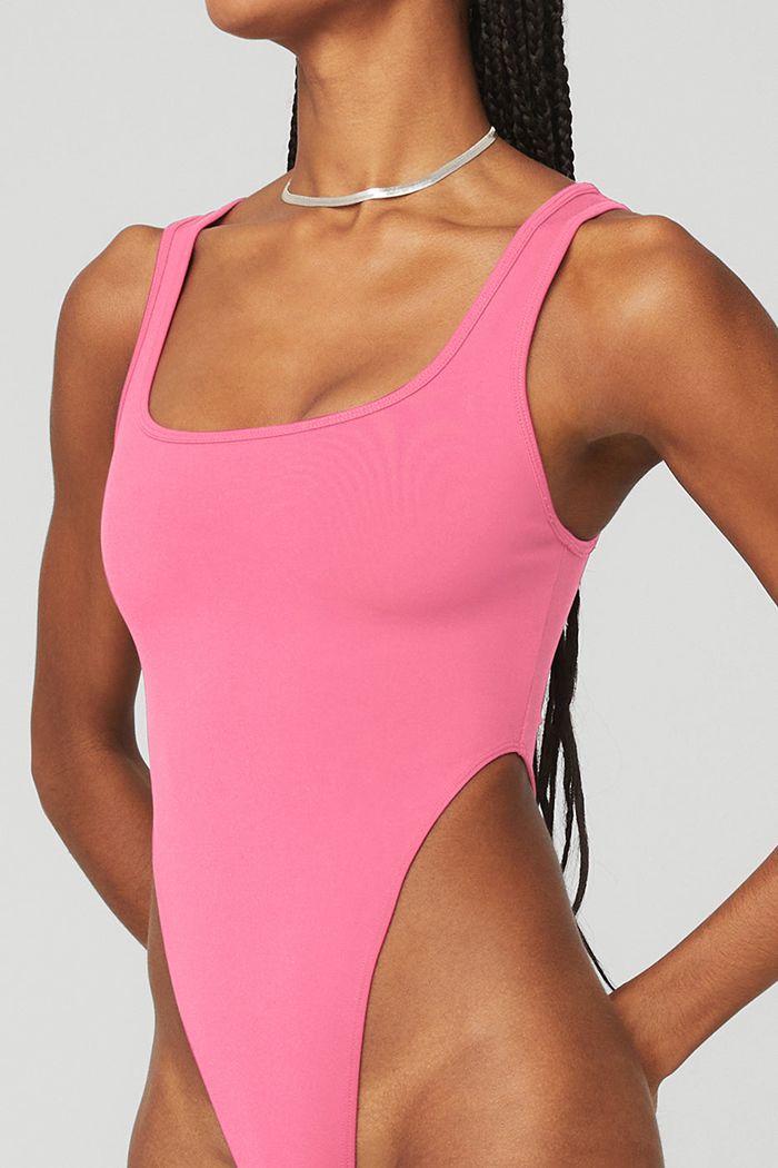 Alo Yoga Airbrush Hot Shot Bodysuit Dam Rosa Fuchsia | 3654072-FT