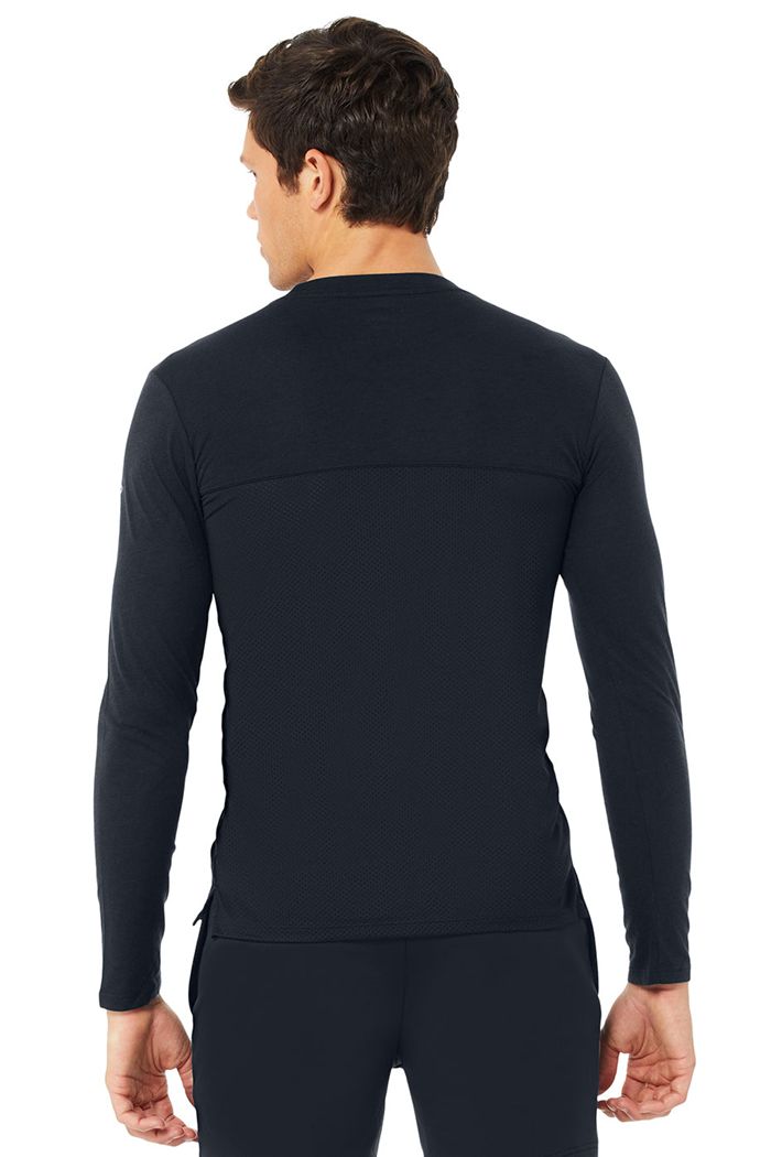 Alo Yoga Airwave Long Sleeve Herr Marinblå | 2830917-SG