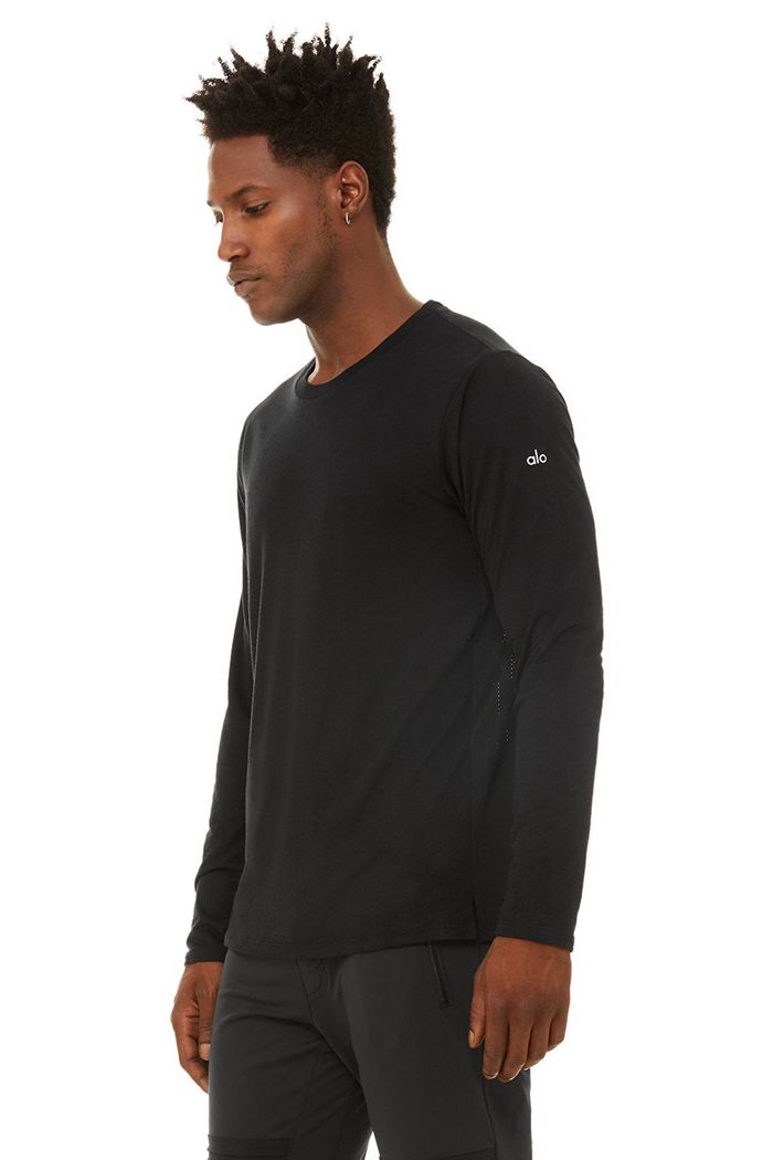 Alo Yoga Airwave Long Sleeve Herr Svarta | 2417698-IO