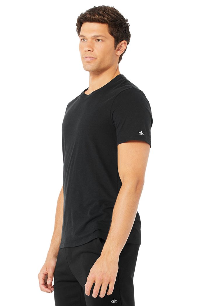 Alo Yoga Airwave Tee Short Sleeve Herr Svarta | 7234086-AS