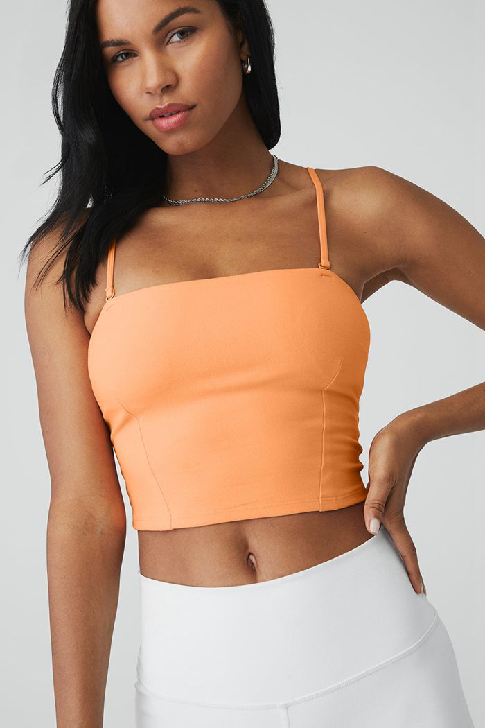 Alo Yoga Alosoft Convertible Sunkissed Bandeau Tank Tops Dam Orange | 0418936-YM