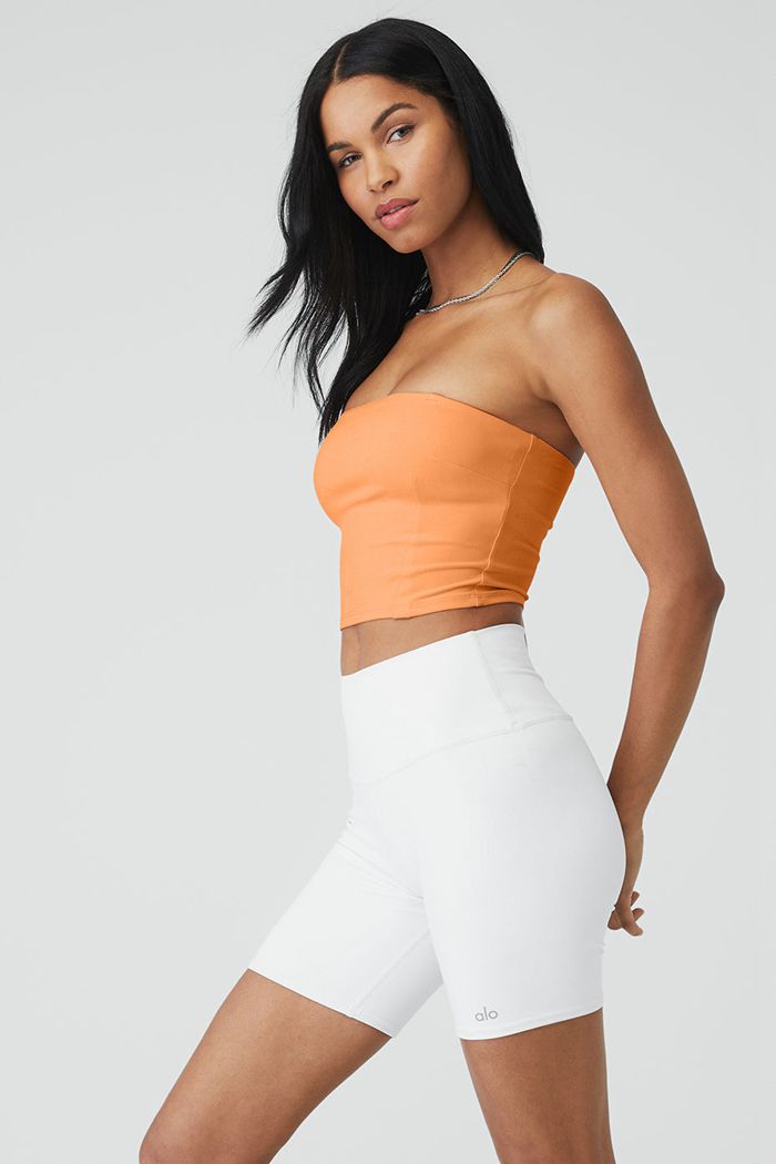 Alo Yoga Alosoft Convertible Sunkissed Bandeau Tank Tops Dam Orange | 0418936-YM