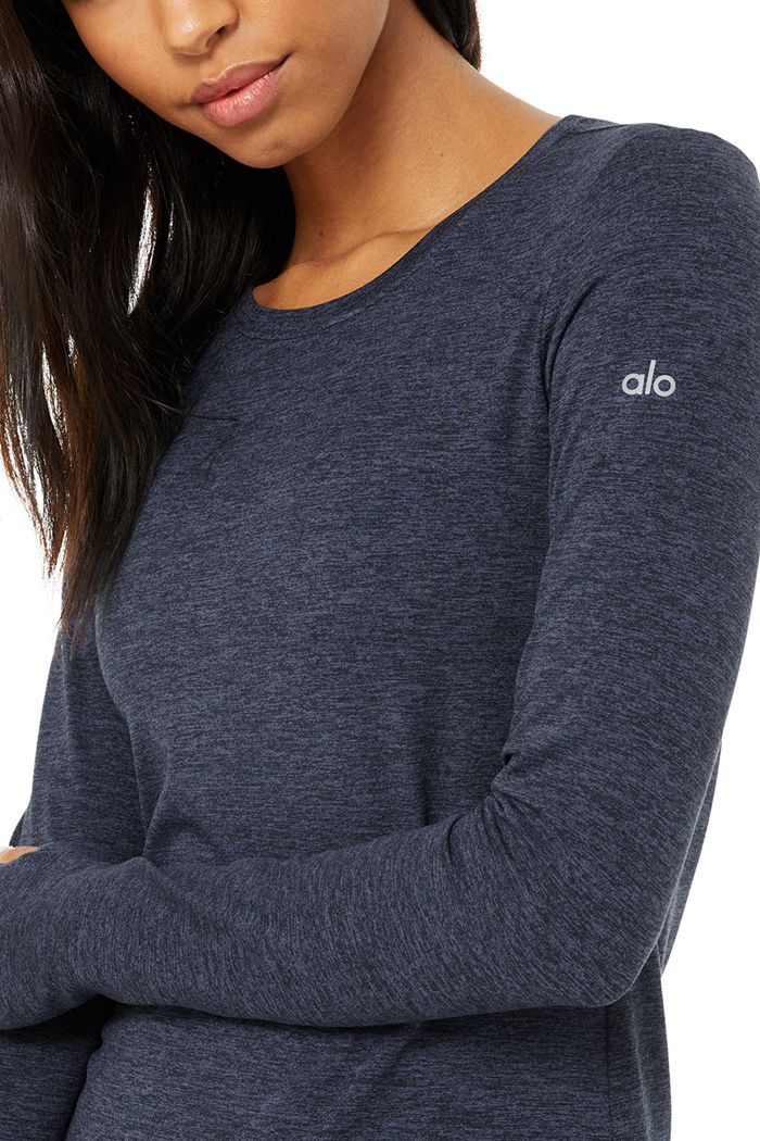 Alo Yoga Alosoft Finesse Long Sleeve Dam Marinblå | 6872531-QG