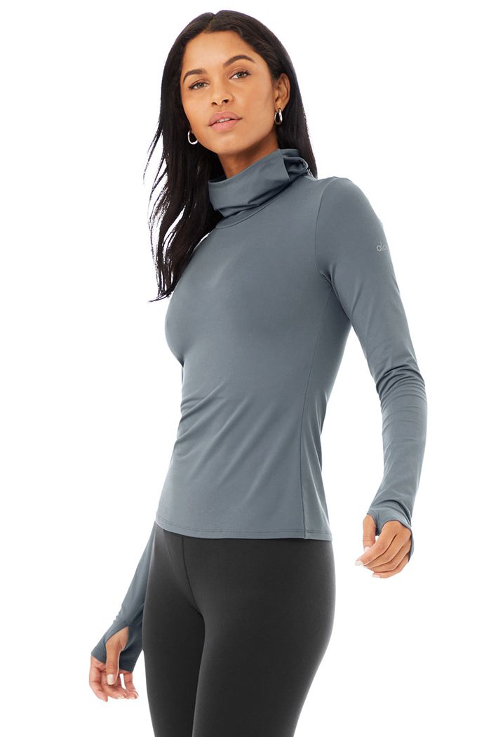 Alo Yoga Alosoft Protection Turtleneck Long Sleeve Dam Grå | 1098543-GV