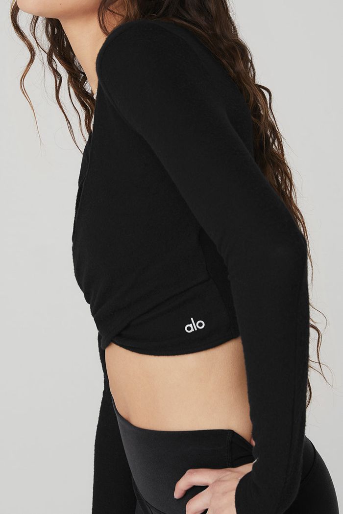 Alo Yoga Amelia Luxe Crop Long Sleeve Dam Svarta | 4031268-KT