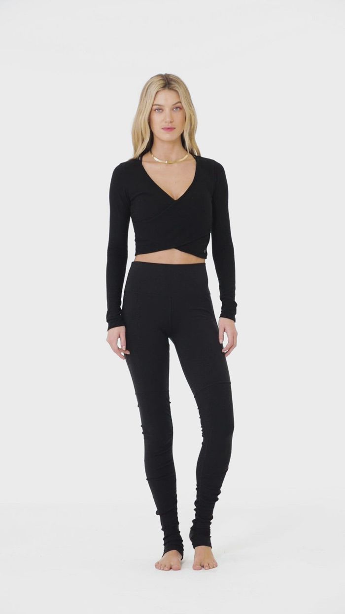 Alo Yoga Amelia Luxe Crop Long Sleeve Dam Svarta | 4031268-KT