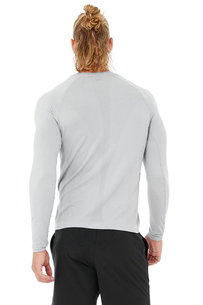 Alo Yoga Amplify Seamless Long Sleeve Herr Grå | 3679210-WJ