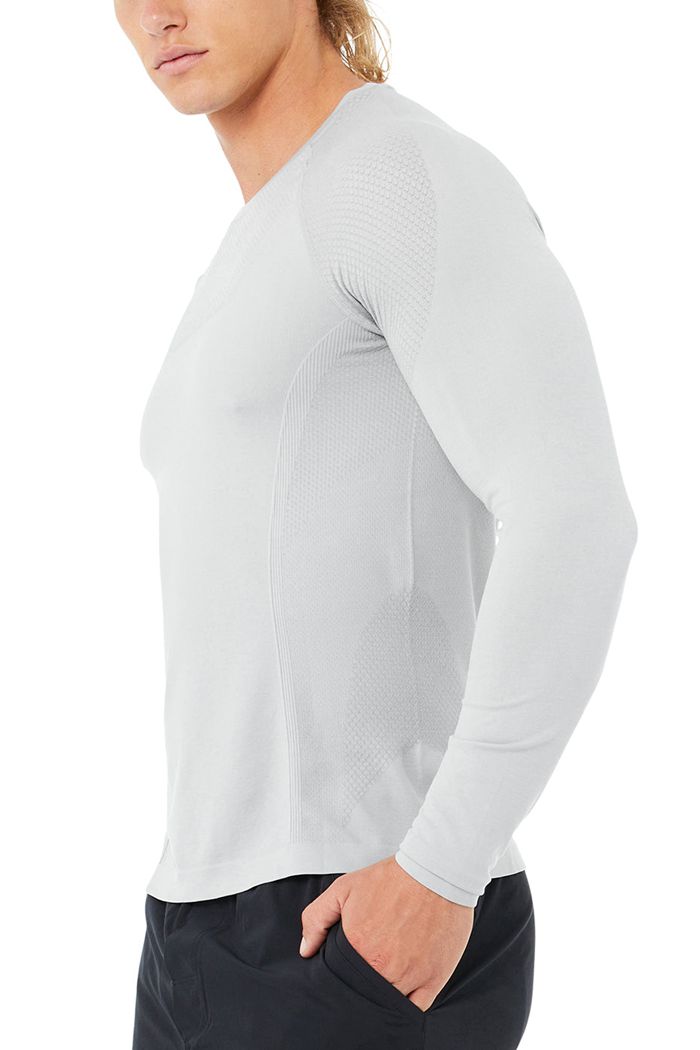 Alo Yoga Amplify Seamless Long Sleeve Herr Grå | 3679210-WJ