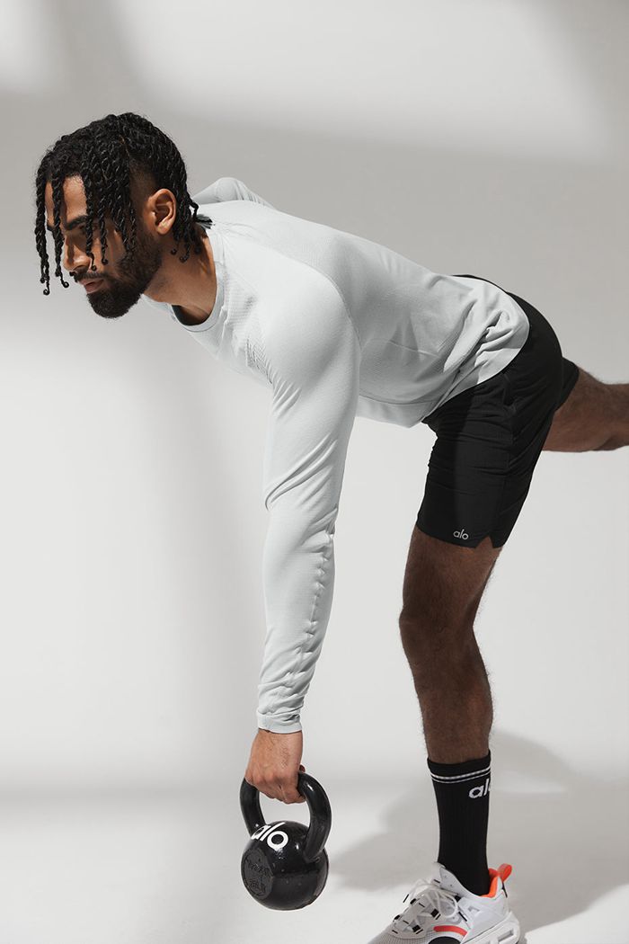 Alo Yoga Amplify Seamless Long Sleeve Herr Grå | 3679210-WJ