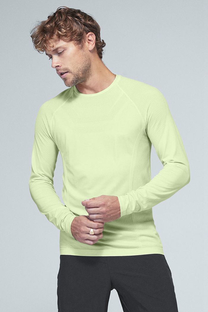 Alo Yoga Amplify Seamless Long Sleeve Herr Gröna | 5932768-AI