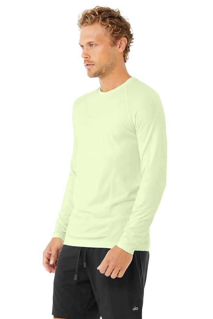 Alo Yoga Amplify Seamless Long Sleeve Herr Gröna | 5932768-AI