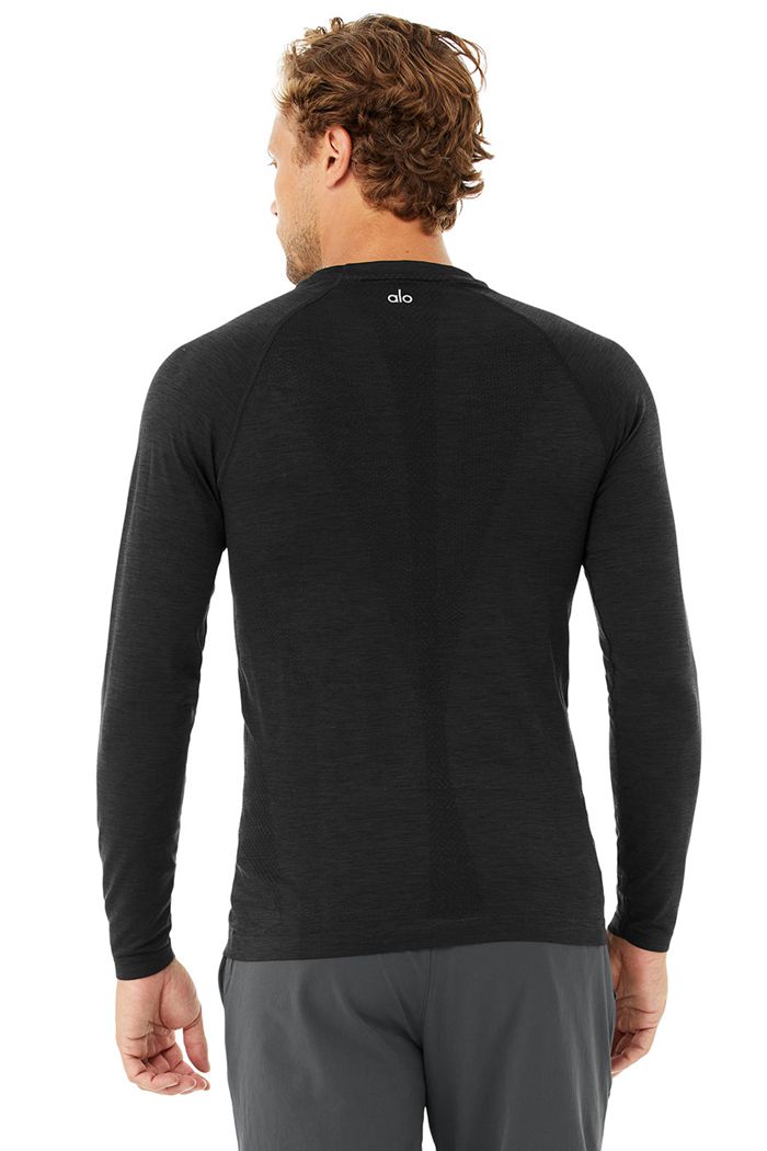 Alo Yoga Amplify Seamless Long Sleeve Herr Svarta | 7325168-AJ