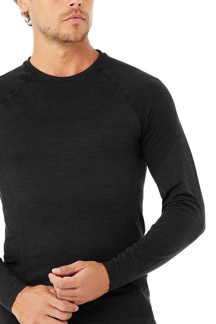 Alo Yoga Amplify Seamless Long Sleeve Herr Svarta | 7325168-AJ