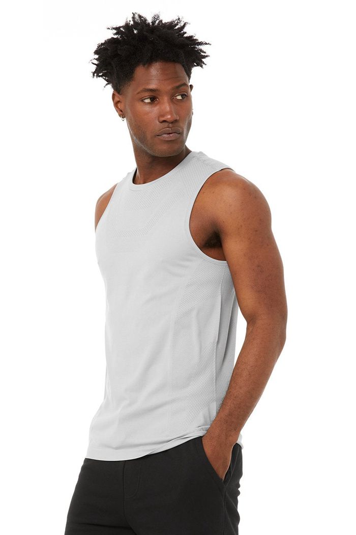 Alo Yoga Amplify Seamless Muscle Tank Tops Herr Grå | 2760589-QW