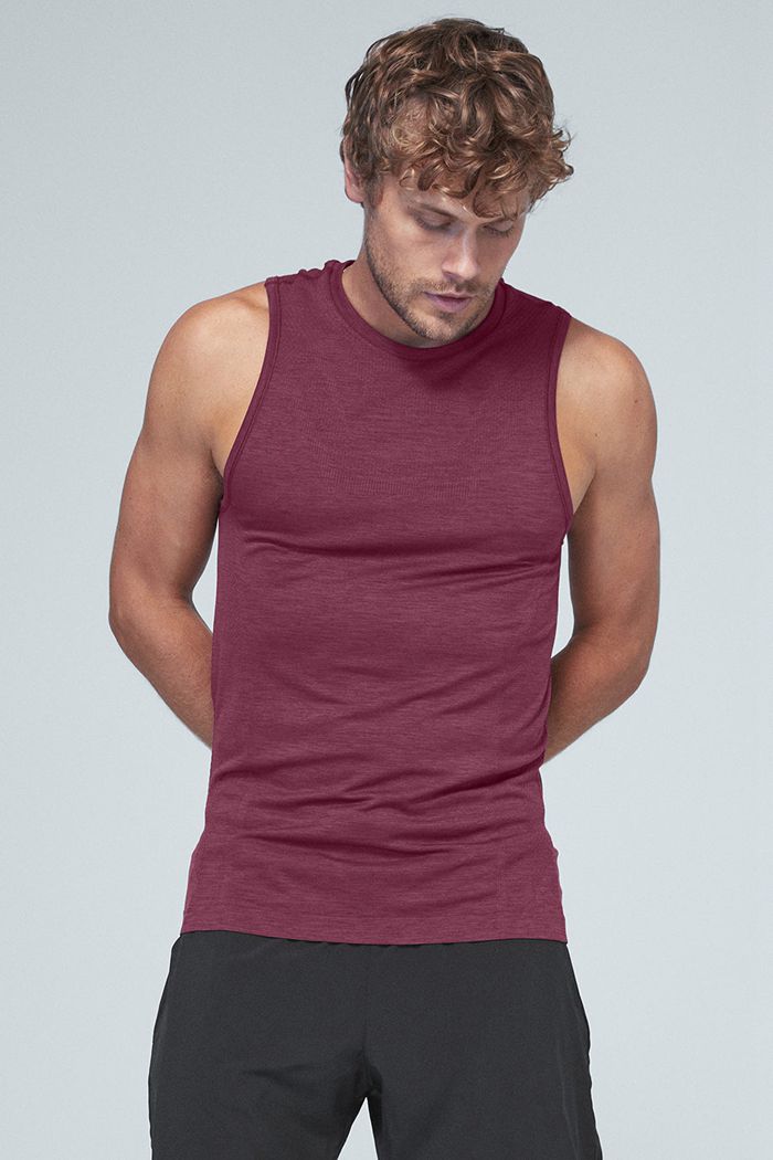 Alo Yoga Amplify Seamless Muscle Tank Tops Herr Röda | 7346910-HD