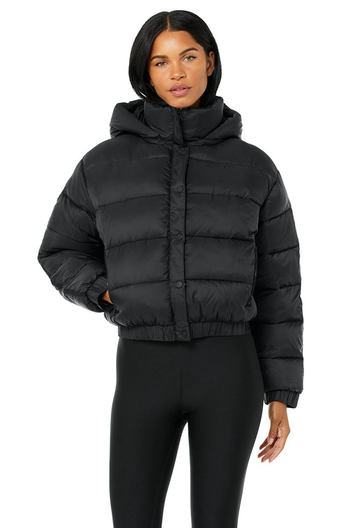 Alo Yoga Aspen Love Puffer Jacka Dam Svarta | 9751023-CM