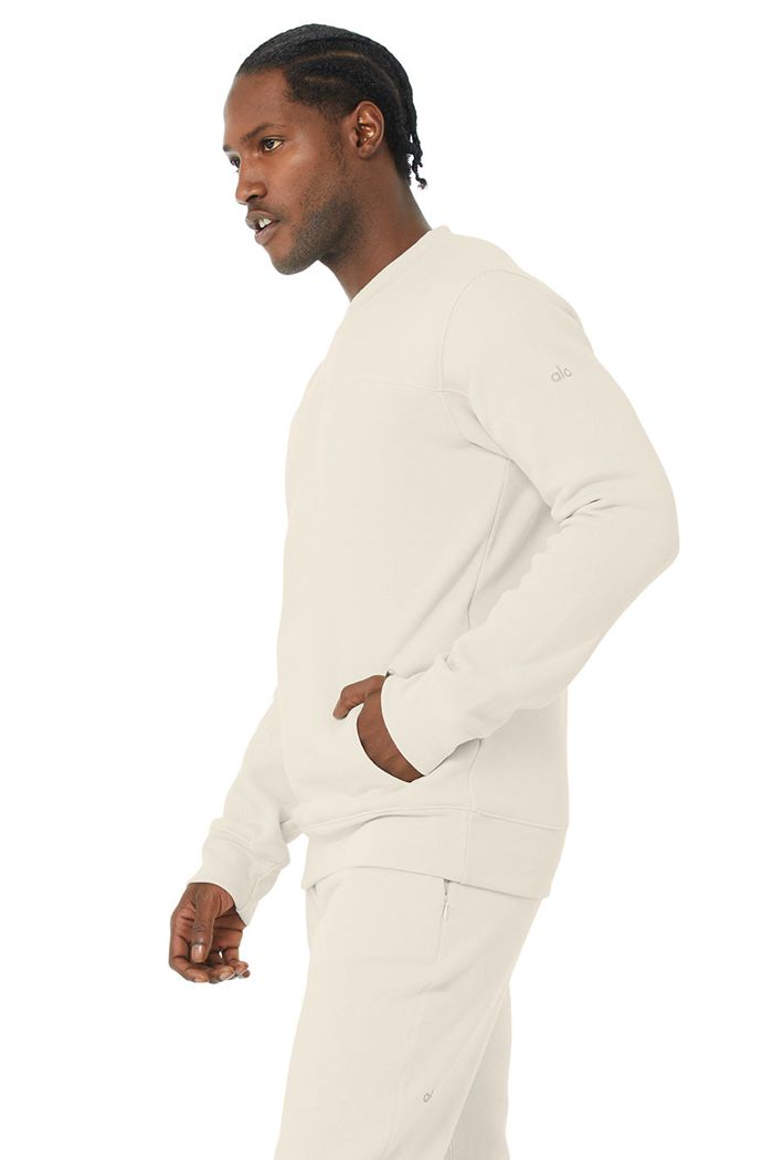 Alo Yoga Base Sweatshirt Long Sleeve Herr Beige | 9241708-YF