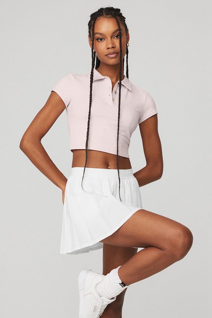 Alo Yoga Choice Polo Short Sleeve Dam Rosa | 3015674-AW