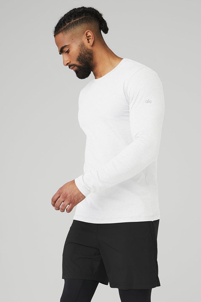 Alo Yoga Conquer Reform Crewneck Long Sleeve Herr Vita | 2378194-HJ