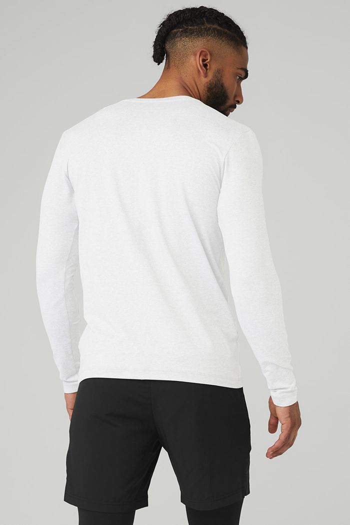 Alo Yoga Conquer Reform Crewneck Long Sleeve Herr Vita | 2378194-HJ