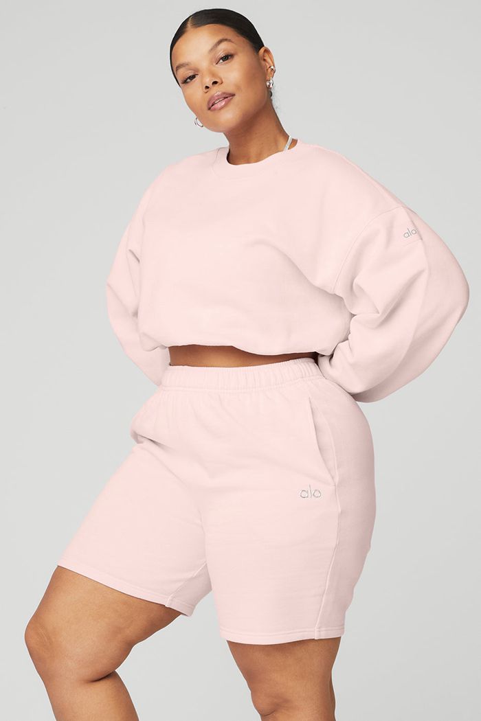 Alo Yoga Devotion Crew Neck Sweatshirt Dam Rosa | 1950836-RD