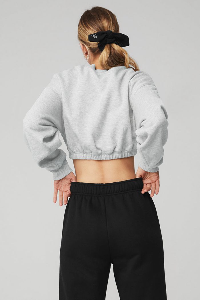 Alo Yoga Devotion Crew Neck Sweatshirt Dam Grå | 4182563-ZH