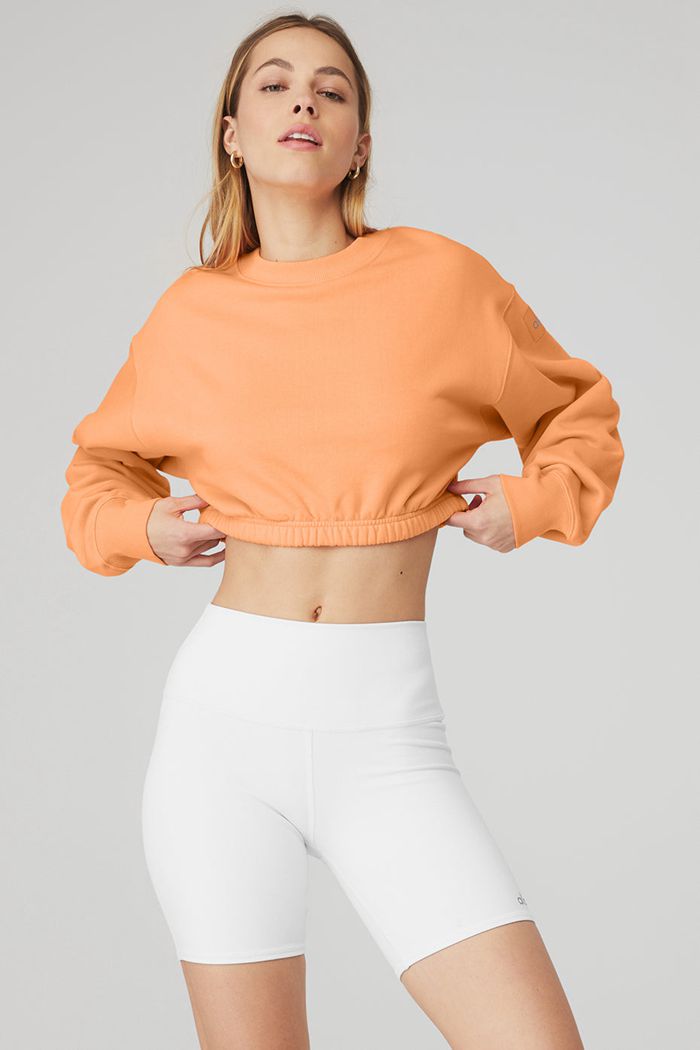 Alo Yoga Devotion Crew Neck Sweatshirt Dam Orange | 9254360-PV