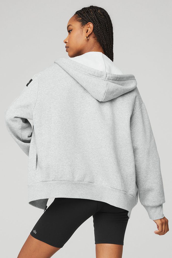 Alo Yoga Everyday Full Zip Hoodie Dam Grå | 5934016-CY