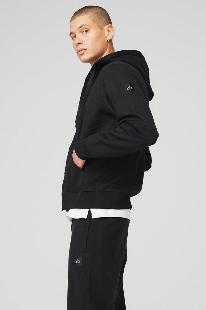 Alo Yoga Everyday Full Zip Hoodie Herr Svarta | 8974130-UE