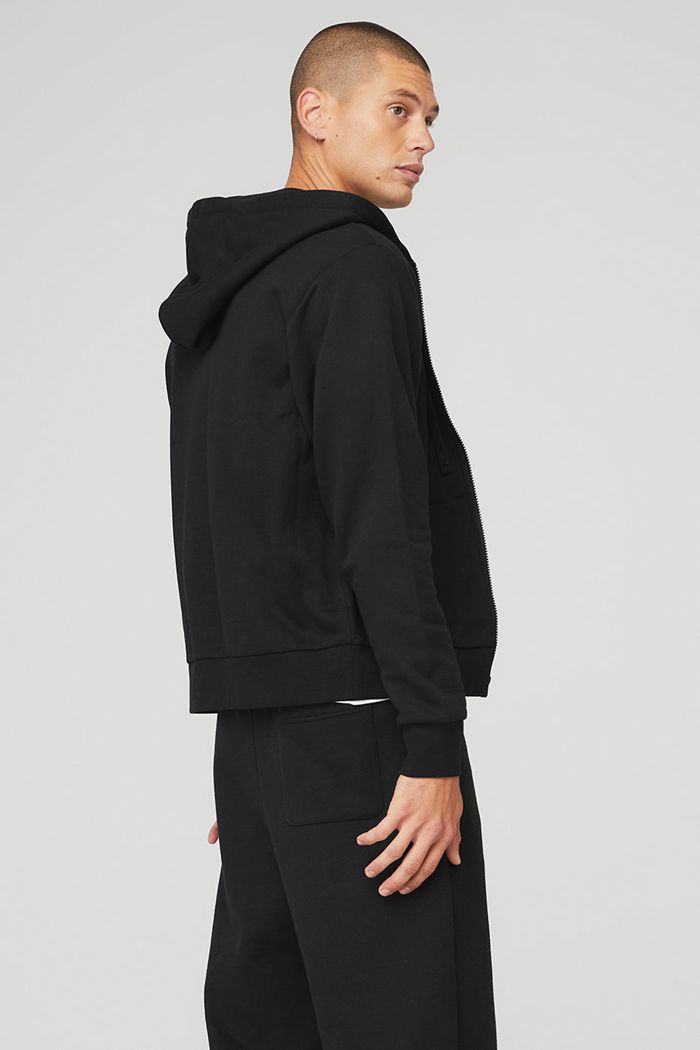 Alo Yoga Everyday Full Zip Hoodie Herr Svarta | 8974130-UE